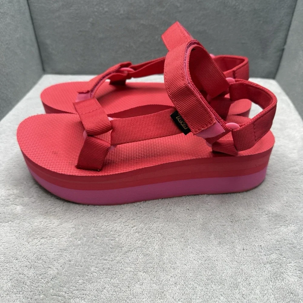 Teva Flatform Universal Women's 8 Red Pink Platform Sandals 1008844